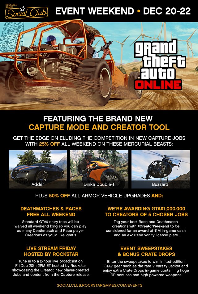GTA Online устраивает конкурс со скидками и другие события пятницы. - Изображение 1 GTA Online устраивает конкурс со скидками и другие события пятницы. - Изображение 1